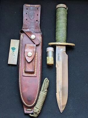 Raro Cuchillo Hecho Randall Años 70 Modelo 18-7.5 Original Vaina Piedra y Kit de Supervivencia Foto 1 de 4