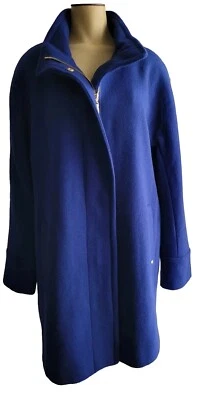 Chaqueta Abrigo Ellen Tracy Azul Real Mezcla Lana Talla 12 Cremallera Oculta  Foto 1 de 4