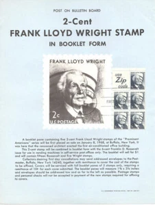 #1280a 2c Wright ZIP Booklet Stamp Poster- Unofficial Souvenir Page Flat HC - Picture 1 of 1