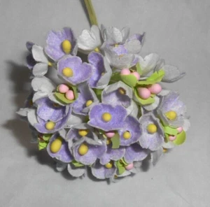 Pergamino flocado lavanda DE COLECCIÓN NO ME OLVIDES ramo floral, elige muñecas - Imagen 1 de 3