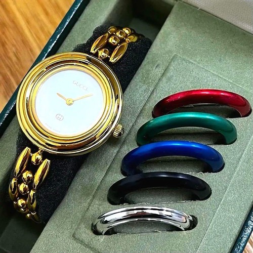 Gucci Change Bezel 6 Colori Bianco Oro 1100 L Lunetta Orologio Usatoonante Funziona