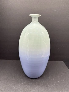 Chinesische Porzellan Keramik Vase Meer Schaum blaue Farbe signiert. Es misst 12,76" Ta - Bild 1 von 8