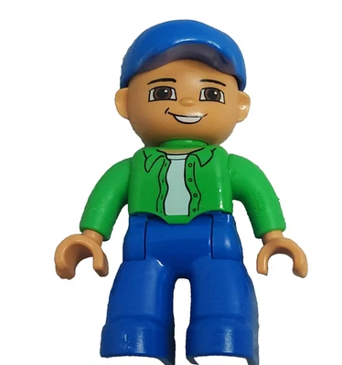 LEGO Duplo MiniFigure 47394pb087 Male with Blue Legs Bright Green Top - Image 1 of 4