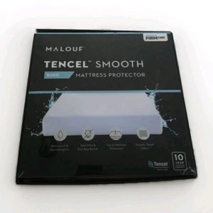 King Malouf Sleep Tencel Smooth Mattress Protector Waterproof/Hypoallergenic - Picture 1 of 1