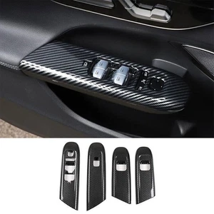 For Benz EQE EQS 2022-2023 ABS Carbon Fiber Window Lift Panel Switch Cover Trim - Picture 1 of 12