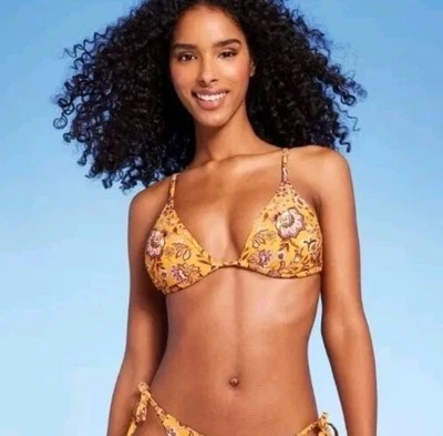Shade & Shore Women’s L Large 12-14 Bikini Top Orange Paisley Print Triangle New - Image 1 of 2