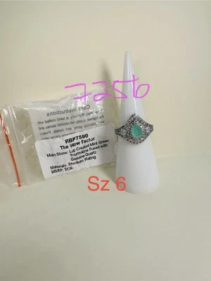 NIB Bomb Party Sz6 Ring RBP7590 Wow Factor LC Green Tourmaline/Quartz Rhodium Pl - Image 1 of 4