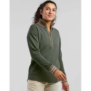 Krimson Klover Ceres Cuarto Cremallera Pullover Túnica Verde Marrón Borde Usado en Excelente Condición Talla Mediana - Imagen 1 de 7