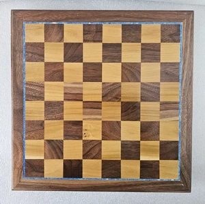 Real Wood Handmade Chess & Checkers Board on Stand 14.5” x 14.5” Square: 1.5" - Picture 1 of 10