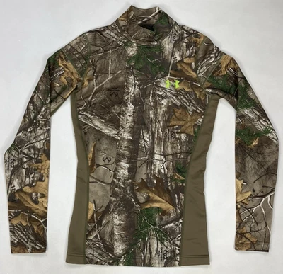 Under Armour Coldgear Armour Scent Control Mock T-shirt Men Small Camo 1259129 - Image 1 of 4