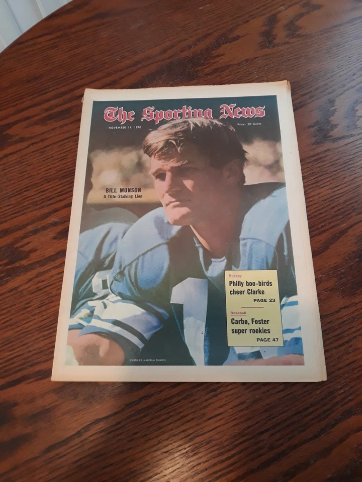 NOVEMBER 14,1970-THE SPORTING NEWS-BILL MUNSON OF THE DETROIT LIONS(NM) - Image 1 of 1