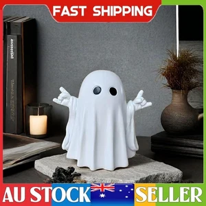 Cute^ Ghost Statue Resin Rock Roll Ghost Halloween Figurine Ornament Decor - Bild 1 von 8