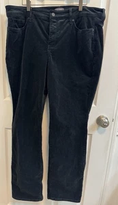 NYDJ Hose Größe 14 schwarz Cord Marilyn gerade Lift Biese Stretch Taschen Reißverschluss - Bild 1 von 11