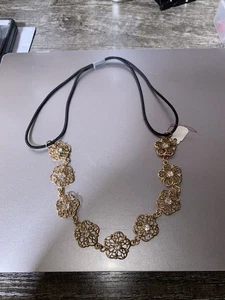 Black & Gold Tone Flower Design Women's Costume Hair Piece Headband **READ**  - Picture 1 of 2