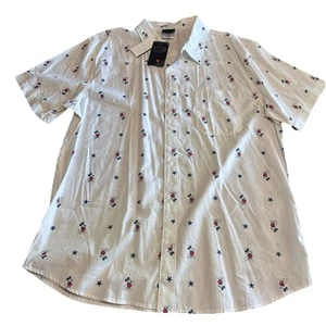 Disney Mickey Mouse White All Over Print Button Down Short Sleeve Shirt Size XXL - Picture 1 of 9