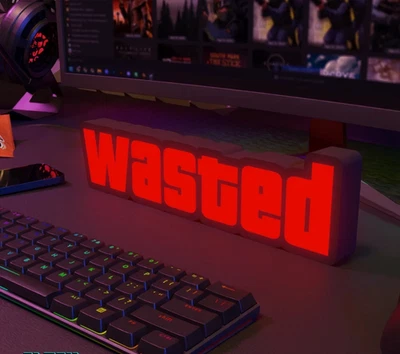 Caja de Luz LED “Desperdiciada” GTA – Alimentado por USB Impreso en 3D Decoración para Juegos - Imagen 1 de 2
