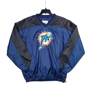 Vintage NFL Miami Dolphins Windbreaker Pullover Mens Medium 90's Y2K Blue Black  - Picture 1 of 14