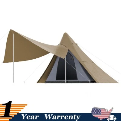 Tienda tipi impermeable para 2-3 personas con piso de porche y bolsa de transporte marrón Foto 1 de 4