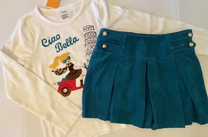 NWT Girls 6 Gymboree “READY DRESS GO” Cotton TEAL PLEATED SKIRT & TOP 2pc Set - Picture 1 of 7