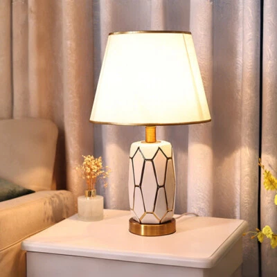 American Simple Style Table Lamp Modern Fabric Shade Nightstand Lamp for Room - Image 1 of 4