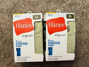 Hanes Boys 4 Pack Stretch Tank Top Shirts Size XL Brand New lot of 2! - Picture 1 of 7