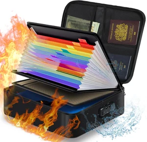 Fireproof Waterproof File Organizer Portable for Travel Documents & Certificates - Picture 1 of 7