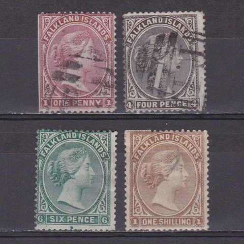 FALKLAND ISLANDS 1878, SG# 1-4, CV £725, No wmk, MH/Used Cover