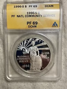 1996-S National Community Service Dollar ANACS PF 69 DCAM Flashy White - Picture 1 of 10