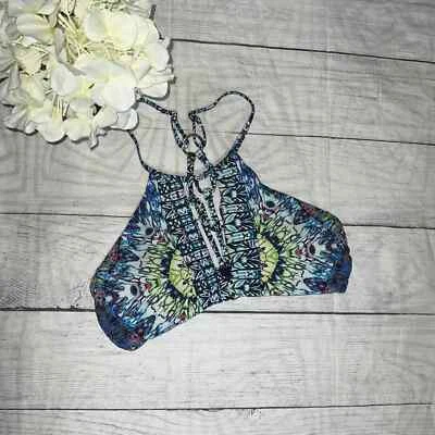 Top de bikini halter con tirantes trasero rojo Carter recortado acolchado extraíble talla 6 Foto 1 de 4