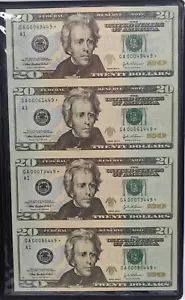 2004 UNCUT SHEET OF $20 BILLS STAR NOTES ANDREW JACKSON - Picture 1 of 6