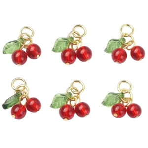 6 Pack Jewelry Embellishments Jewelry Part Cherry Decorative Charm for Bracelet - Picture 1 of 8