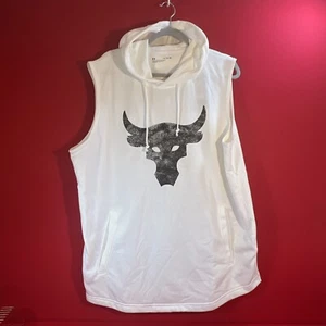 Under Armour Project Rock SS Hoodie Men’s XL BULL Terry Training Summit White - Picture 1 of 5