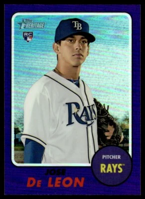 2017 Topps Heritage Chrome Purple Refractor Jose De Leon RC Rays #THC-642 - Image 1 of 2