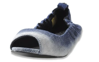 Bailarina de ballet Diesel Tippy Peep punta abierta zapato plano índigo/plateado 5 nuevo en caja $110 Foto 1 de 4