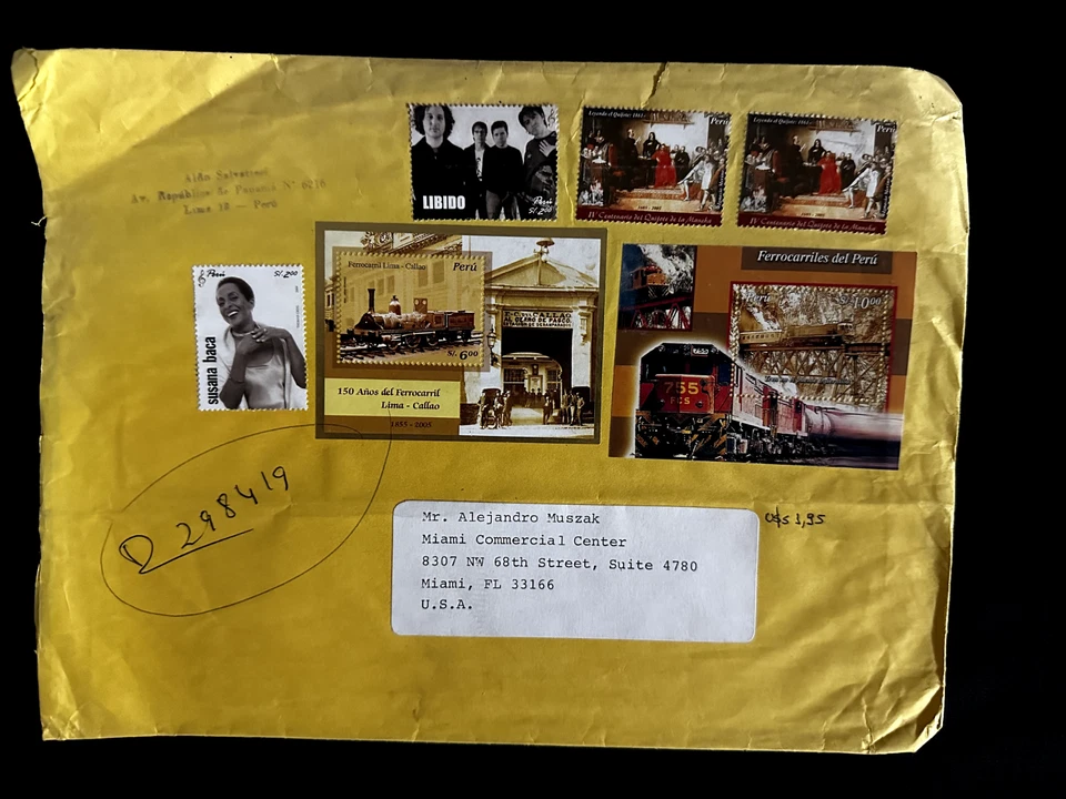 CM) 2005. PERU. AIRMAIL ENVELOPE SENT TO USA. MULTIPLE STAMPS. XF - Image 1 of 1