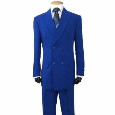 Men's High Quality Double Breasted Suit (Jacket+pants) Black White 38R~58L  - Image 1 of 4