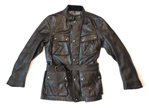 MINT | $1795 BELSTAFF 54 44 XXL BLOUSON UTILITY PANTHER BLACK LEATHER JACKET - Picture 1 of 24