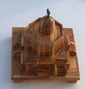 Olive Wood Wooden Dome Rock Statue Jerusalem Handmade Old Temple Mount View - Picture 1 of 10