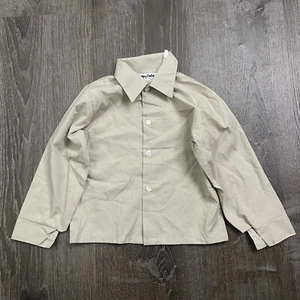Happy Fella Boys Top Button Down Long Sleeve Collared Khaki Beige Size 4T - Picture 1 of 4