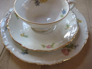 Gedeck 3 tlg Tasse Untertasse Kuchenteller H&G Selb Bavaria Heinrich 43 Goldrand - Bild 1 von 14