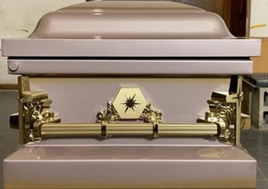 Beautiful Orchid/Gold 20ga Gasket casket - Picture 1 of 3