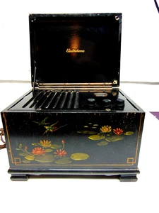 Electrohome Oriental Painted Wood Music Box 1947 tube radio  working PMU51-418 - Bild 1 von 12