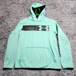 Under Armour Hoodie Cold Gear Size Youth Large YLG Hooded Sweatshirt Teal Blue - Picture 1 of 11