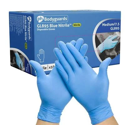 Bodyguards GL895 Powder Free Blue Nitrile Disposable Gloves Box of 100-1000 - Image 1 of 4