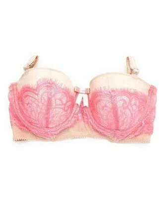 Love Claudette Odette Longline Balconette Bra Hot Coral Blondie Sexy Brassiere - Image 1 of 2
