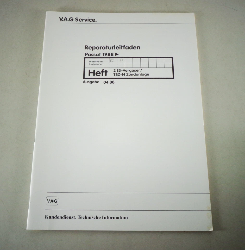 Manual de Taller VW Passat B3 2 E3-Vergaser / Tsz-H Dispositivo Encendido Desde - Imagen 1 de 1