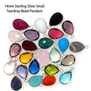 Gemstone Pendant - Sterling Silver Bezel Gem-Small Teardrop Gem- 10x14mm (2pcs) - Picture 1 of 39