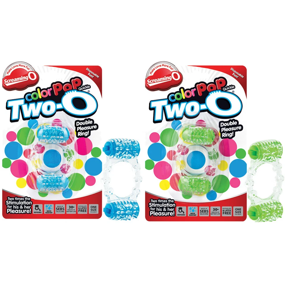 Screaming O Color Pop Quickie Two-O Double Pleasure Vibrating Penis Ring - Image 1 of 1