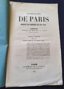 Evenements de Paris pendant les journées de Juin 1848 Amed Bouis - Picture 1 of 4