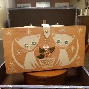 Vintage Enid Collins of Texas Copy Cats Wooden Purse Box Bag 1965 - Picture 1 of 14